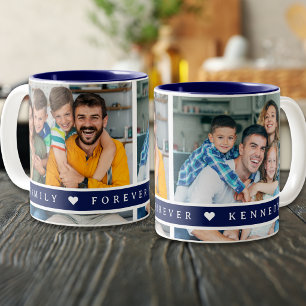 Benutzerdefinierte 2 Foto-Collage Familienname Zit Zweifarbige Tasse