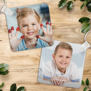 Benutzerdefinierte 2-Foto-Kinder Personalisierte F Schlüsselanhänger