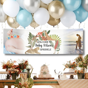 Benutzerdefinierte 2-Foto-Safari-Baby-Sprinkle-Par Banner