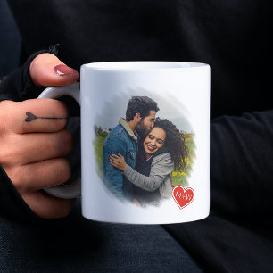 Benutzerdefinierte 2 Fotos und rote Liebe Herz Kaffeetasse