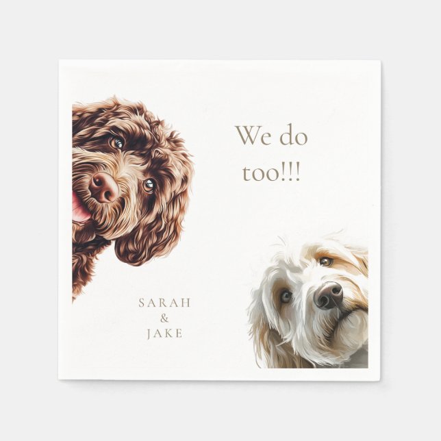 Benutzerdefinierte 2-Hunde-Doodle-Hochzeit III Ser Serviette (Vorderseite)