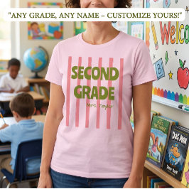 Benutzerdefinierte 2. Klasse Schulstreifen Lehrer  T-Shirt