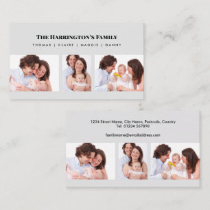 Benutzerdefinierte 3-Abschnitte-Familienfotocollag Visitenkarte