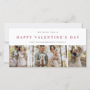 Benutzerdefinierte 3-Foto-Collage Frohe Valentins- Feiertagskarte