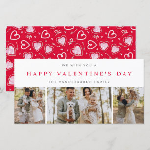 Benutzerdefinierte 3-Foto-Collage Frohes Valentins Feiertagskarte