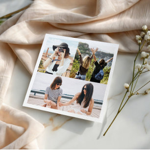 Benutzerdefinierte 3-Foto-Collage Personalisierte Serviette