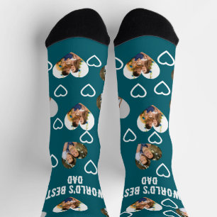 Benutzerdefinierte 3-Foto-Herzen-Collage Bester Va Socken