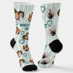 Benutzerdefinierte 3-Foto-Herzen-Collage Bester Va Socken