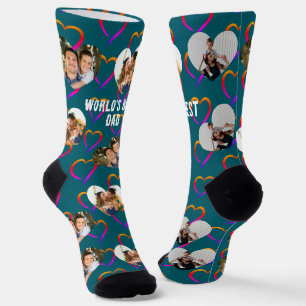 Benutzerdefinierte 3-Foto-Herzen-Collage Bester Va Socken