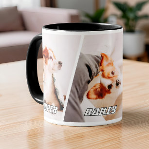 Benutzerdefinierte 3-Foto-Hundename-Kollage Modern Tasse