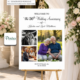 Benutzerdefinierte 3 Fotos 50. Hochzeitstag Willko Poster