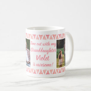 Benutzerdefinierte 3 Fotos & Text - rosa Wasserfar Kaffeetasse
