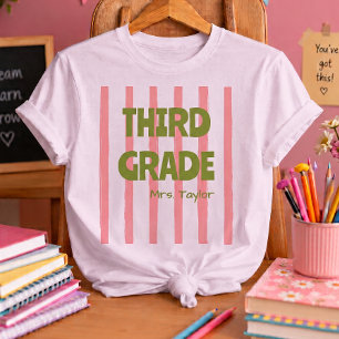 Benutzerdefinierte 3. Klasse Schulstreifen Lehrer T-Shirt