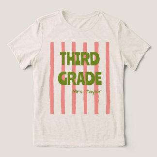 Benutzerdefinierte 3. Klasse Schulstreifen Lehrer Tri-Blend Shirt