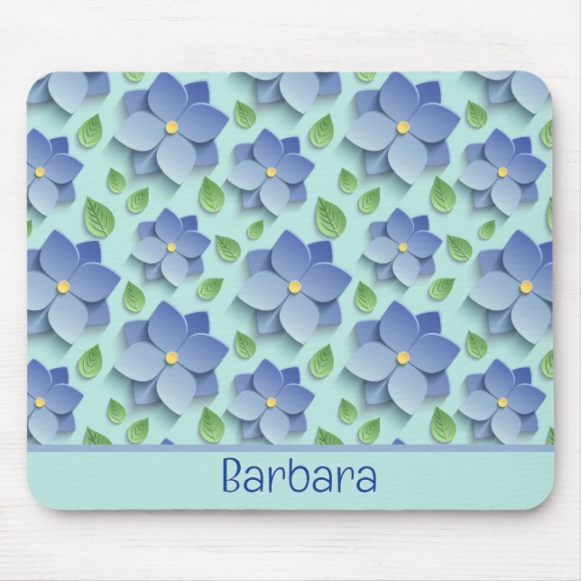 Benutzerdefinierte 3D-Blumen in Blau Mousepad (Vorne)