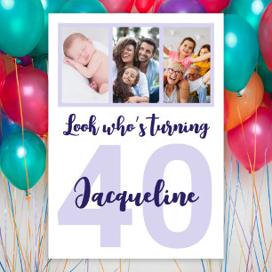 Benutzerdefinierte 40. Geburtstag Lila Skriptfotog Einladung