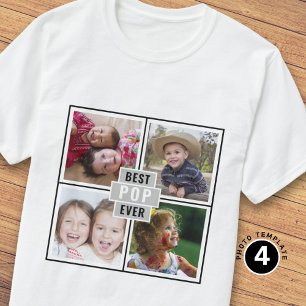 Benutzerdefinierte 4-Foto-Collage Grau Bester Pop T-Shirt