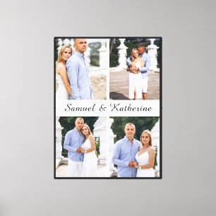 Benutzerdefinierte 4-Foto-Collage-Script-Namen ges Leinwanddruck