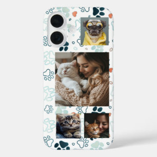 Benutzerdefinierte 4-Foto-Slots & Pawprints iPhone 16 Hülle