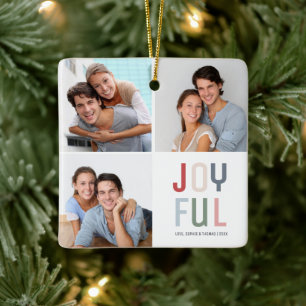 Benutzerdefinierte 4-Fotos-Collage Weihnachten  Keramikornament