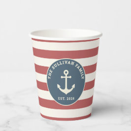 Benutzerdefinierte 4. Juli BBQ Familienname Nautic Pappbecher