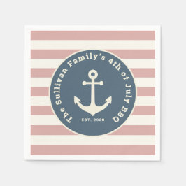 Benutzerdefinierte 4. Juli BBQ Familienname Nautic Serviette