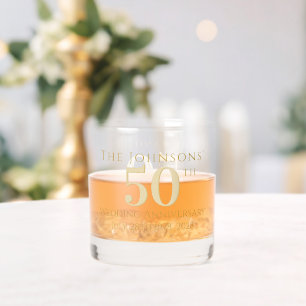 Benutzerdefinierte 50. goldene Hochzeitstag-Ehefra Whiskyglas