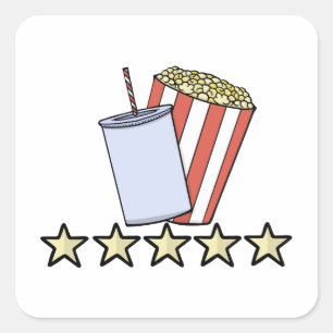 Benutzerdefinierte 5-Sterne-Filmkritik Popcorn Get Quadratischer Aufkleber