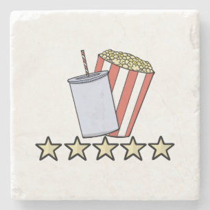 Benutzerdefinierte 5-Sterne-Filmkritik Popcorn Get Steinuntersetzer