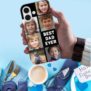 Benutzerdefinierte 6-Foto-Collage "Bester Vater üb iPhone 16 Hülle