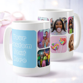 Benutzerdefinierte 6 Foto Moderne Retro Blaue best Kaffeetasse