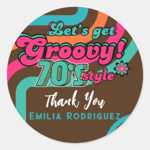 Benutzerdefinierte 70er Retro-Disco-Geburtstags-Bo Runder Aufkleber