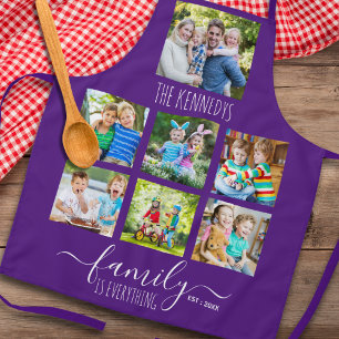 Benutzerdefinierte 7-Foto-Collage Familienname Zit Schürze