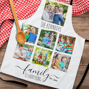 Benutzerdefinierte 7-Foto-Collage Familienname Zit Schürze