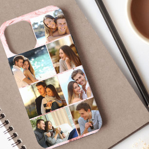 Benutzerdefinierte 7-Foto-Collage Pink Marble Case-Mate iPhone Hülle