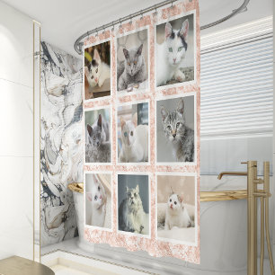 Benutzerdefinierte 9-Quadrat-Fotocollage Roségold- Duschvorhang