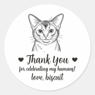 Benutzerdefinierte Abessinier-Katze Hochzeitsgunst Runder Aufkleber
