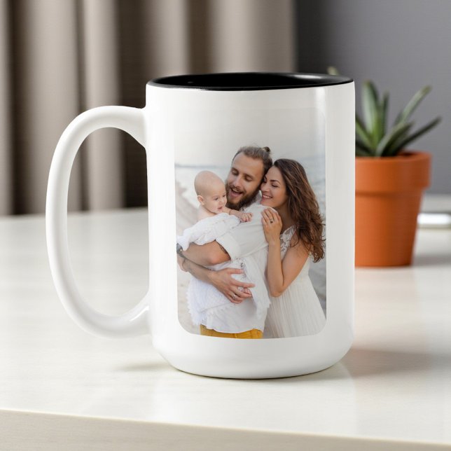 Benutzerdefinierte abgerundete Ecken Foto Familie Zweifarbige Tasse (Von Creator hochgeladen)