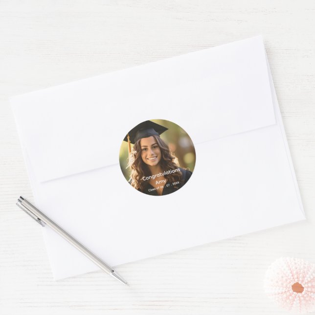 Benutzerdefinierte Abschluss-Fotosticker - Abschlu Runder Aufkleber (Umschlag)