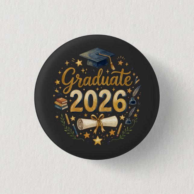 Benutzerdefinierte Abschlussklasse 2026 Personalis Button (Vorderseite)