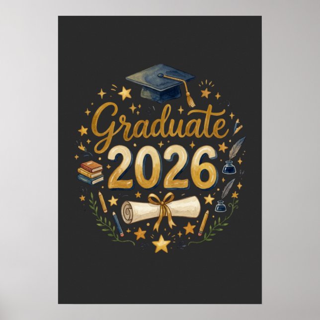 Benutzerdefinierte Abschlussklasse 2026 Personalis Poster (Vorne)