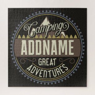 Benutzerdefinierte ADD NAME Familien-Camping-Tour  Puzzle
