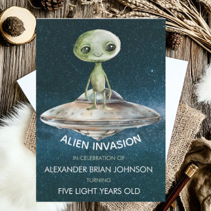 Benutzerdefinierte Alien-Invasion zum Geburtstag i Einladung