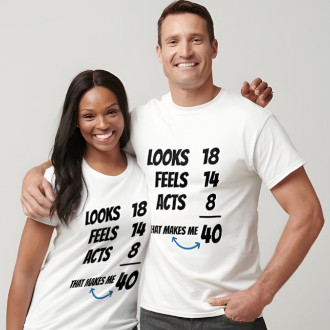 Benutzerdefinierte Altersgleichung Lustiger person T-Shirt (Von Creator hochgeladen)