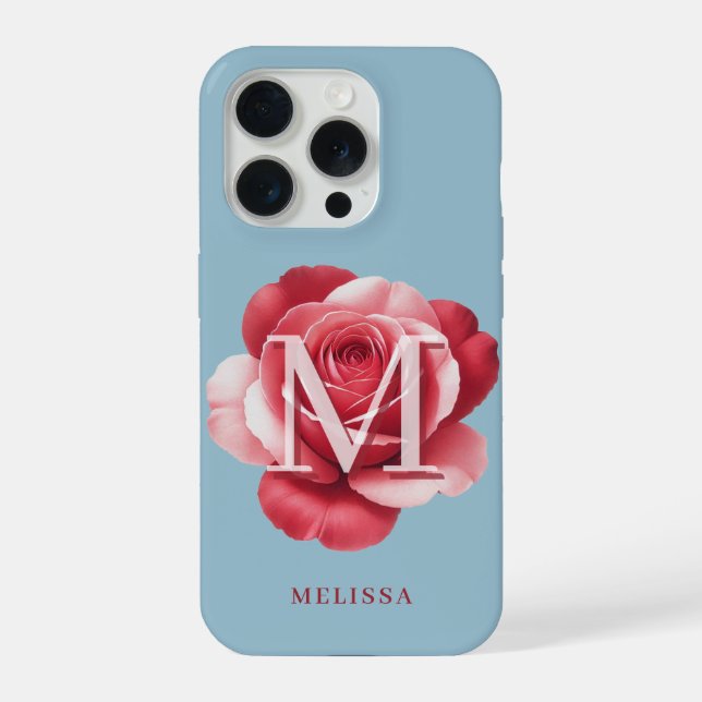 Benutzerdefinierte Anfangsbuchstabe-Rosen-iPhone-H iPhone Hülle (Rückseite)