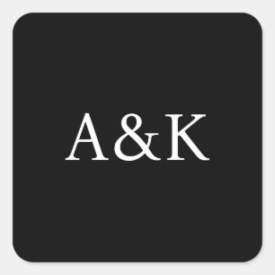 Benutzerdefinierte Anfangsbuchstaben auf schwarzer Quadratischer Aufkleber