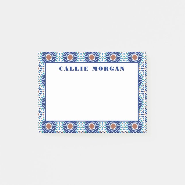 benutzerdefinierte Anmerkungen zu blauem geometris Post-it Klebezettel (Vorderseite)