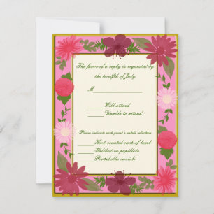 Benutzerdefinierte Antwortkarten für rosa Blume RSVP Karte