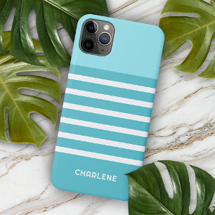 Benutzerdefinierte Aqua Türkis Blau Grün Weiße Str iPhone 16 Pro Max Hülle