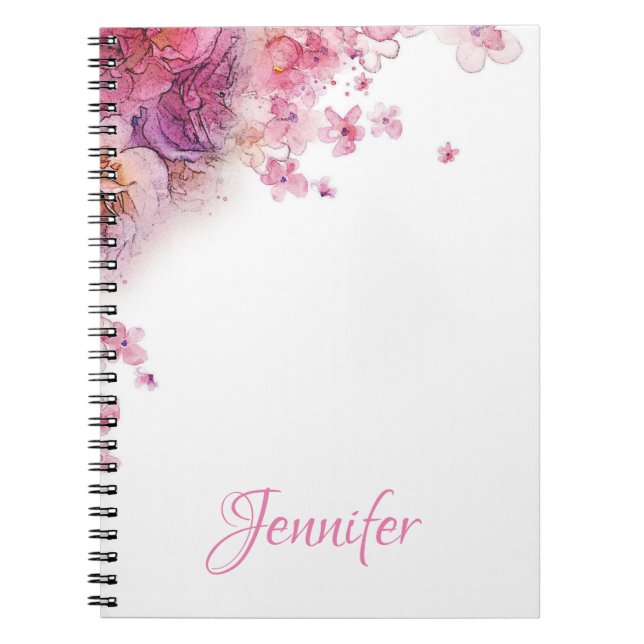 Benutzerdefinierte Aquarell-Blume Rose Elegante Mo Notizblock (Vorderseite)